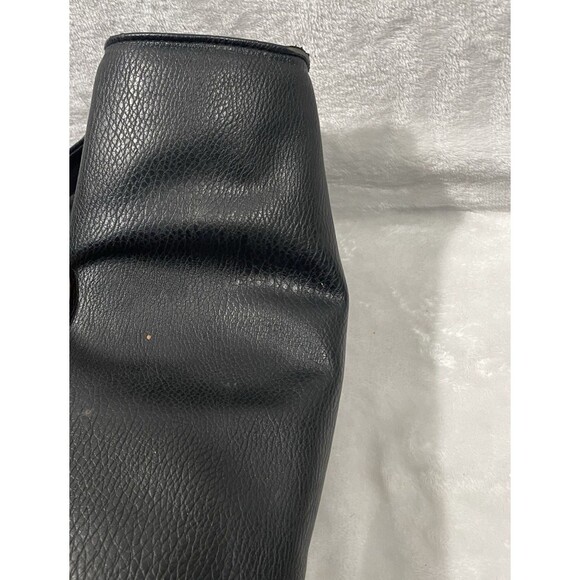 Sondra Roberts Squared Black Faux Leather Hobo Tote Purse With Tassel - Picture 6 of 8